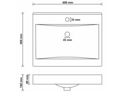 Luxusní umyvadlo otvor na baterii tmavě hnědé 60x46 cm keramika