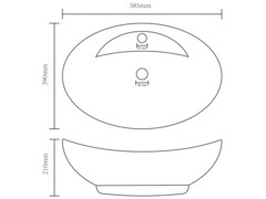 Luxusní umyvadlo přepad oválné matné bílé 58,5 x 39 cm keramika