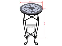 Mozaikový odkládací stolek na květiny černobílý
