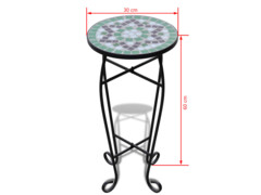 Mozaikový odkládací stolek na květiny zelený a bílý