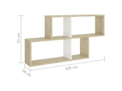 Nástěnná police bílá a dub sonoma 100 x 18 x 53 cm dřevotříska