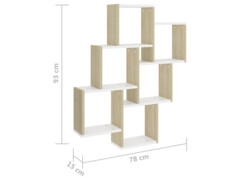 Nástěnná police bílá a dub sonoma 78 x 15 x 93 cm dřevotříska