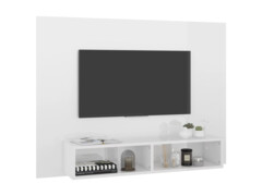 Nástěnná TV skříňka bílá vysoký lesk 120x23,5x90 cm dřevotříska