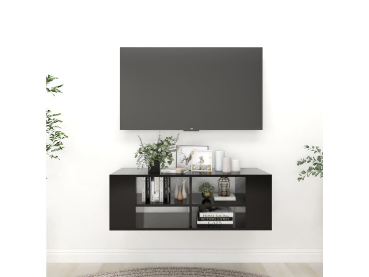 Nástěnná TV skříňka černá 102 x 35 x 35 cm dřevotříska