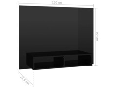 Nástěnná TV skříňka černá vysoký lesk 120x23,5x90cm dřevotříska