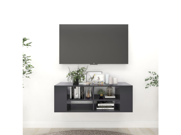 Nástěnná TV skříňka šedá 102 x 35 x 35 cm dřevotříska