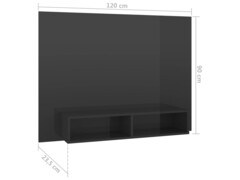 Nástěnná TV skříňka šedá vysoký lesk 120x23,5x90 cm dřevotříska