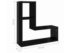 Nástěnné police 2 ks černé vysoký lesk 50x15x50 cm dřevotříska