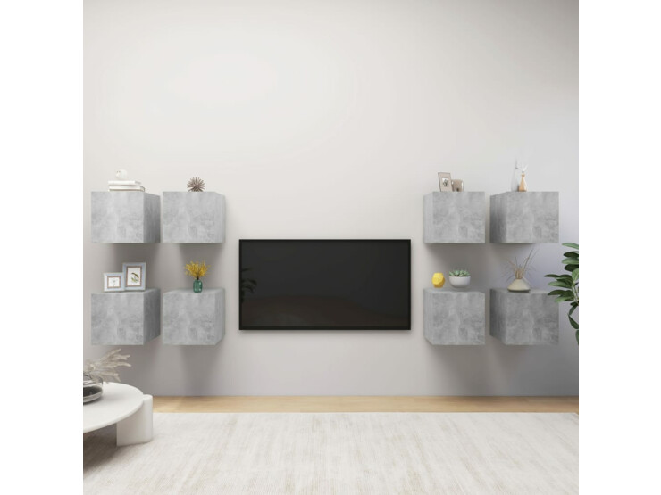 Nástěnné TV skříňky 8 ks betonově šedé 30,5 x 30 x 30 cm