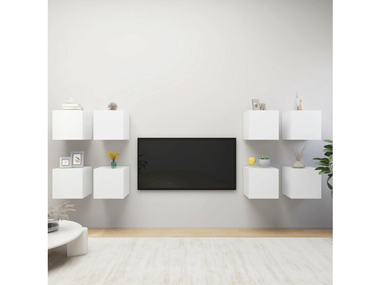 Nástěnné TV skříňky 8 ks bílé 30,5 x 30 x 30 cm