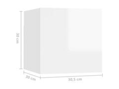 Nástěnné TV skříňky 8 ks bílé s vysokým leskem 30,5x30x30 cm