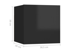 Nástěnné TV skříňky 8 ks černé s vysokým leskem 30,5x30x30 cm