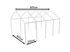 Ocelový Rám pro Párty Stan 8 x 4 m