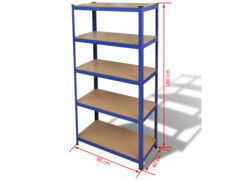 Ocelový regál vhodný na ukládání nářadí 90 x 40 x 180 cm - modrý