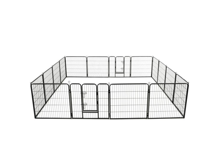 Ohrádka pro psy 16 panelů ocelová 80 x 80 cm černá