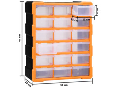 Organizér s 18 středně velkými zásuvkami 38 x 16 x 47 cm