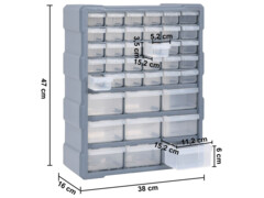 Organizér s 39 zásuvkami 38 x 16 x 47 cm