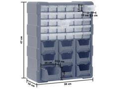 Organizér s 39 zásuvkami 38 x 16 x 47 cm