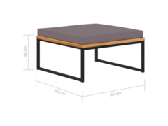 Podnožka s poduškou 66 x 66 x 36 cm masivní akácie tmavě šedá