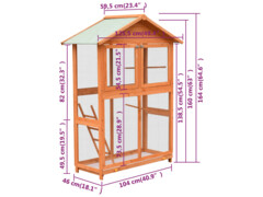 Ptačí klec z masivního borového a jedlového dřeva 120x60x168 cm