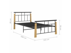 Rám postele kov a masivní dubové dřevo 90 x 200 cm