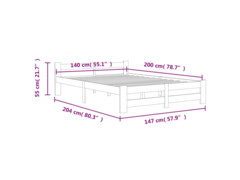 Rám postele tmavě šedý masivní borové dřevo 140 x 200 cm