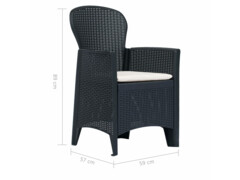 3dílný bistro set antracitový plastový