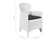 3dílný bistro set bílý plastový ratanový design