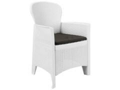 3dílný bistro set bílý plastový ratanový design