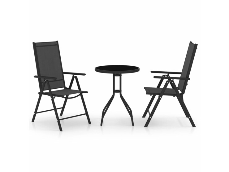 3dílný bistro set hliník a textilen černý