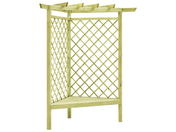 Rohová pergola s lavicí 130x130x197 cm impregnovaná borovice