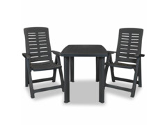 3dílný bistro set plastový antracitový