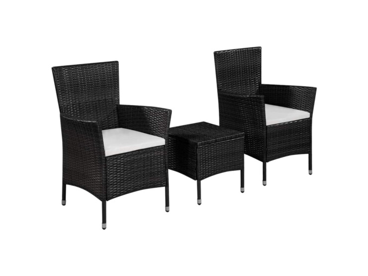 3dílný bistro set polyratan černý