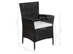 3dílný bistro set polyratan černý