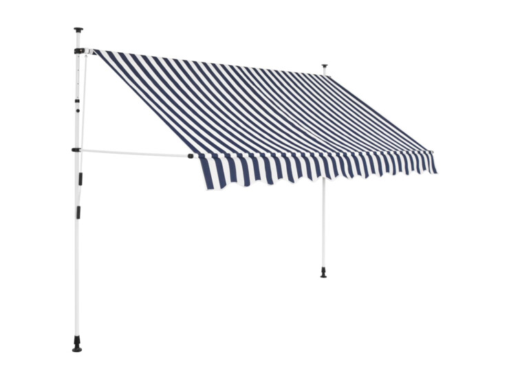 Ručně zatahovací markýza 250 cm modro-bílé pruhy