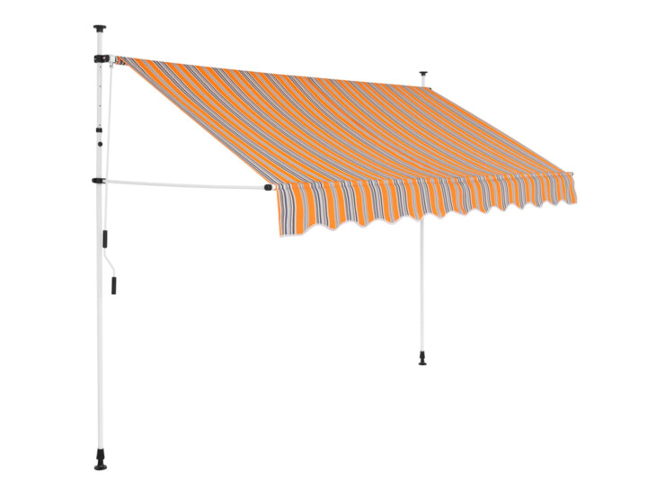 Ručně zatahovací markýza 250 cm žluto-modré pruhy