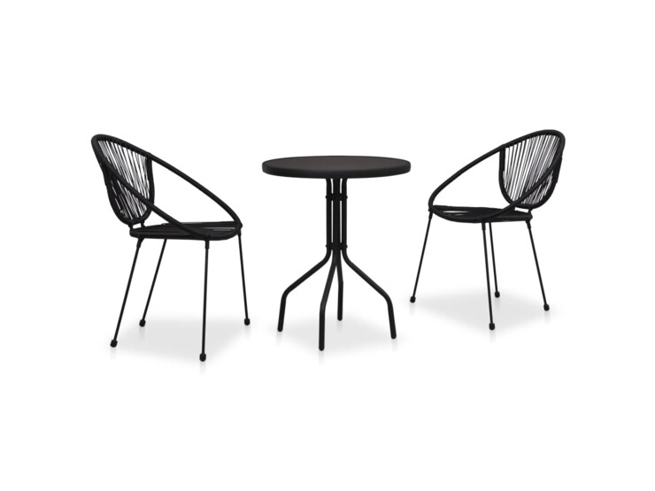 3dílný bistro set PVC ratan černý