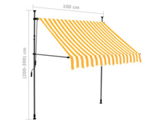 Ručně zatahovací markýza s LED světlem 100 cm bílooranžová