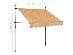 Ručně zatahovací markýza s LED světlem 100 cm žlutomodrá