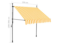 Ručně zatahovací markýza s LED světlem 150 cm bílooranžová