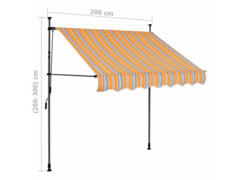 Ručně zatahovací markýza s LED světlem 200 cm žlutomodrá