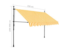 Ručně zatahovací markýza s LED světlem 250 cm bílooranžová