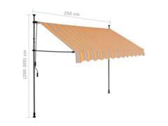 Ručně zatahovací markýza s LED světlem 250 cm žlutomodrá