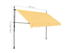 Ručně zatahovací markýza s LED světlem 300 cm bílooranžová