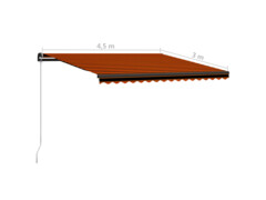 Ručně zatahovací markýza s LED světlem 450x300 cm oranžovohnědá