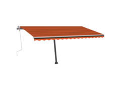 Ručně zatahovací markýza s LED světlem 450x300 cm oranžovohnědá