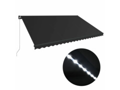 Ručně zatahovací markýza s LED světlem 500 x 300 cm antracitová