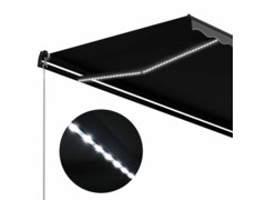 Ručně zatahovací markýza s LED světlem 500 x 300 cm antracitová