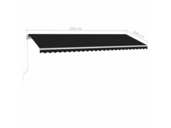 Ručně zatahovací markýza s LED světlem 500 x 300 cm antracitová