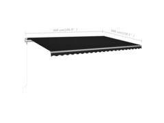 Ručně zatahovací markýza s LED světlem 500 x 300 cm antracitová